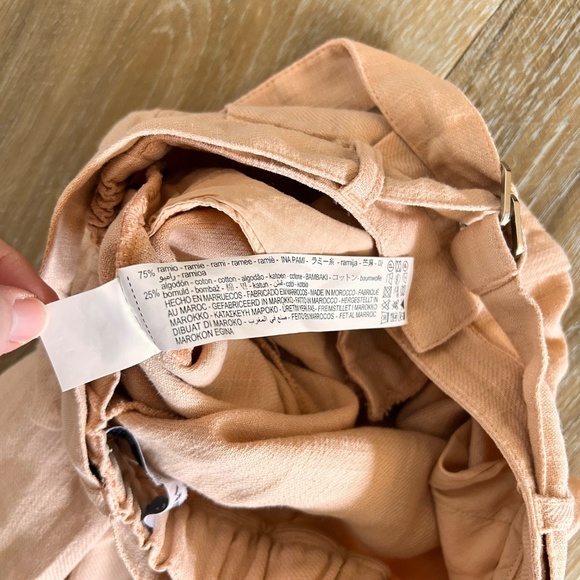 ZARA Girls Belted Zip Front Peach Pink Cargo Pants Size 9 - Picture 4 of 4